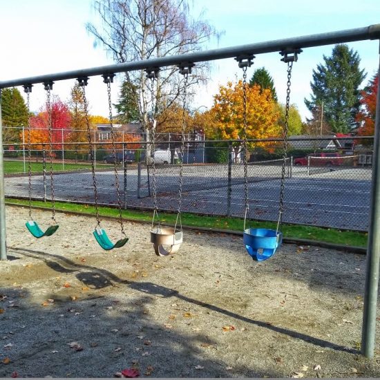 Swings at Almond Park playground