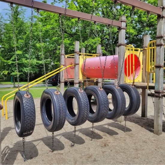 Tire bridge at Cartier park playground