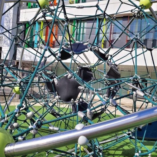 Centre of net sphere at Crosstown elementary playground