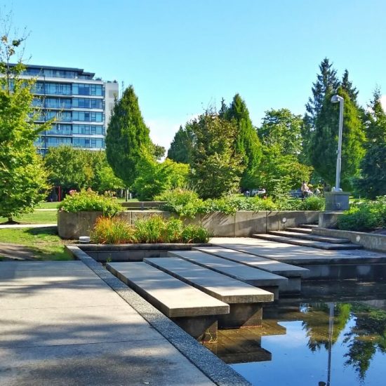 Reflective pool at VGH Energy Centre Plaza